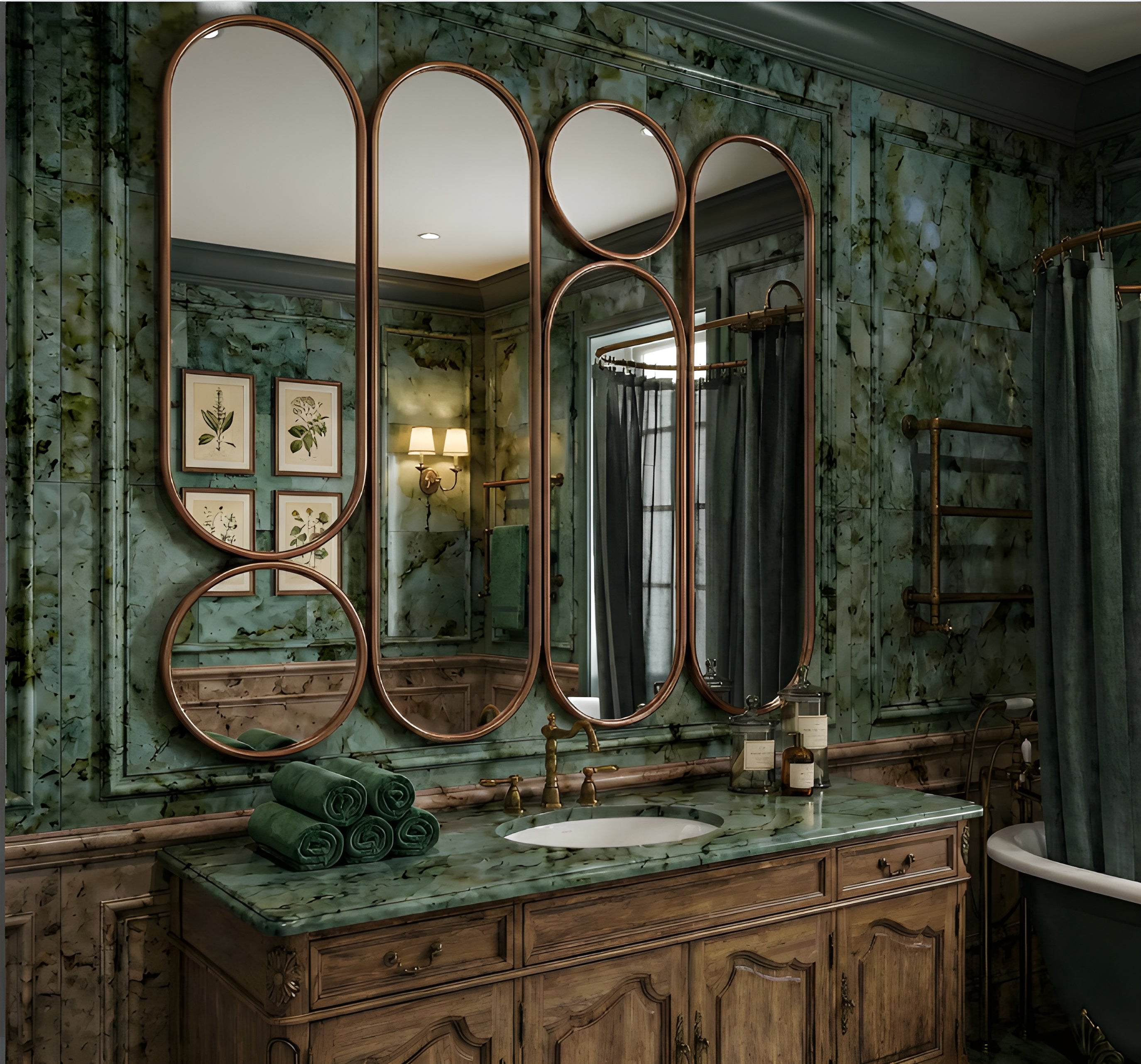 Luxury Arched & Round Geometric Wall Mirror (MM031)