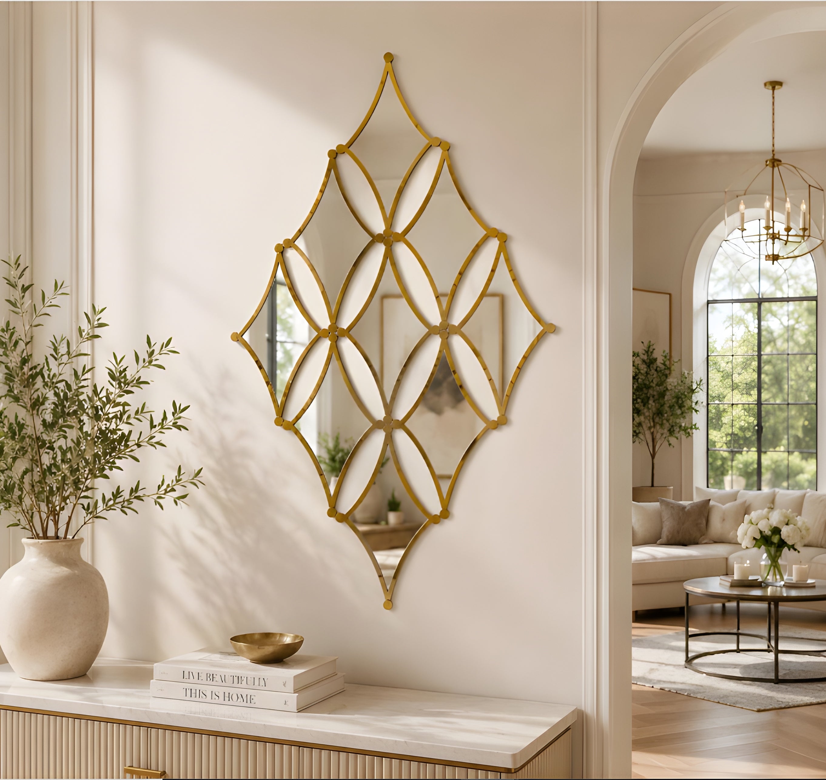 Modern Lattice Diamond Wall Mirror (MM035)