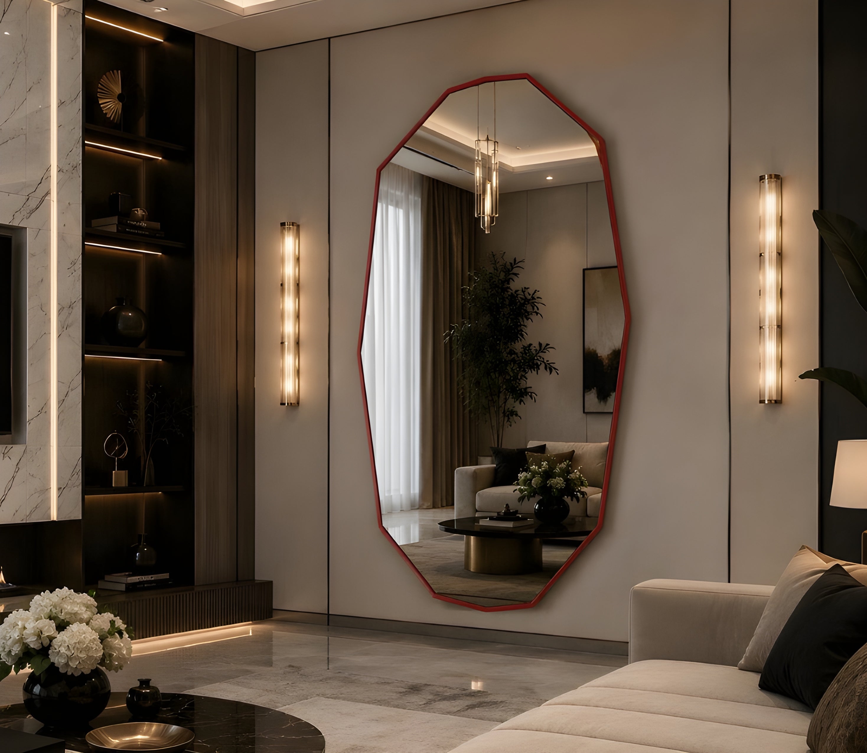 Modern Geometric Octagon Full-Length Wall Mirror (MM027)