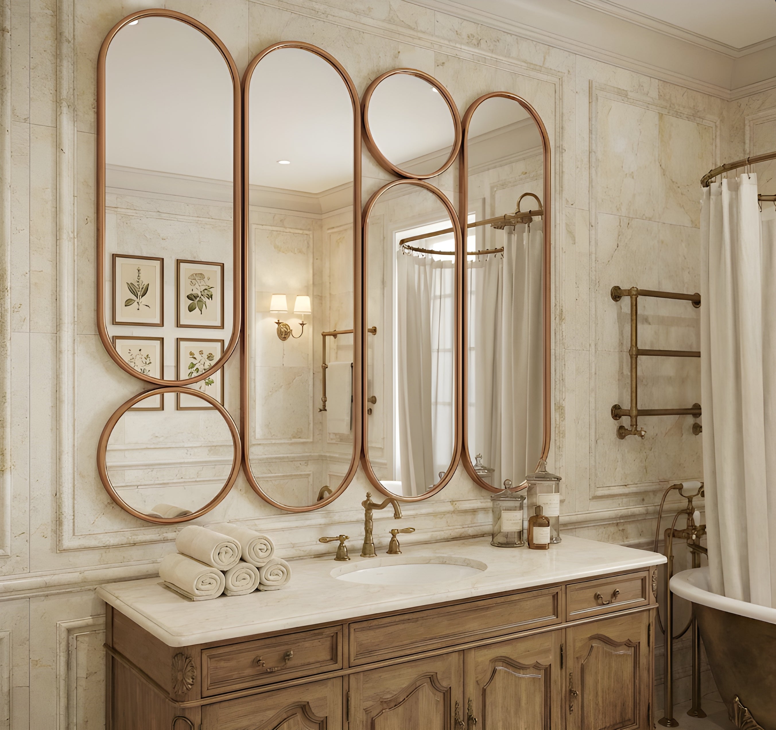 Luxury Arched & Round Geometric Wall Mirror (MM031)