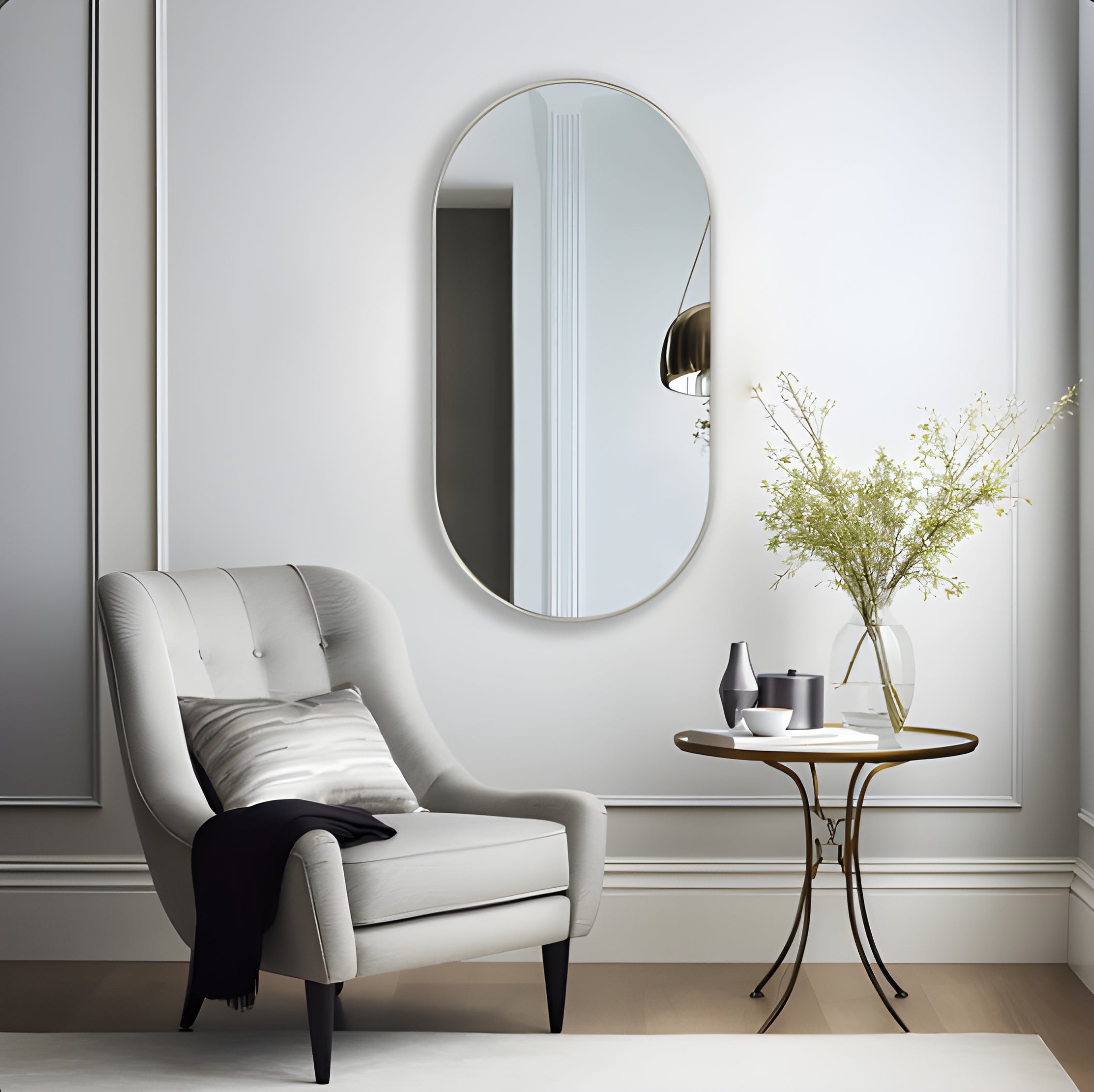 Modern Pill-Shaped Pill Capsule Oval Wall Mirror (MM022)