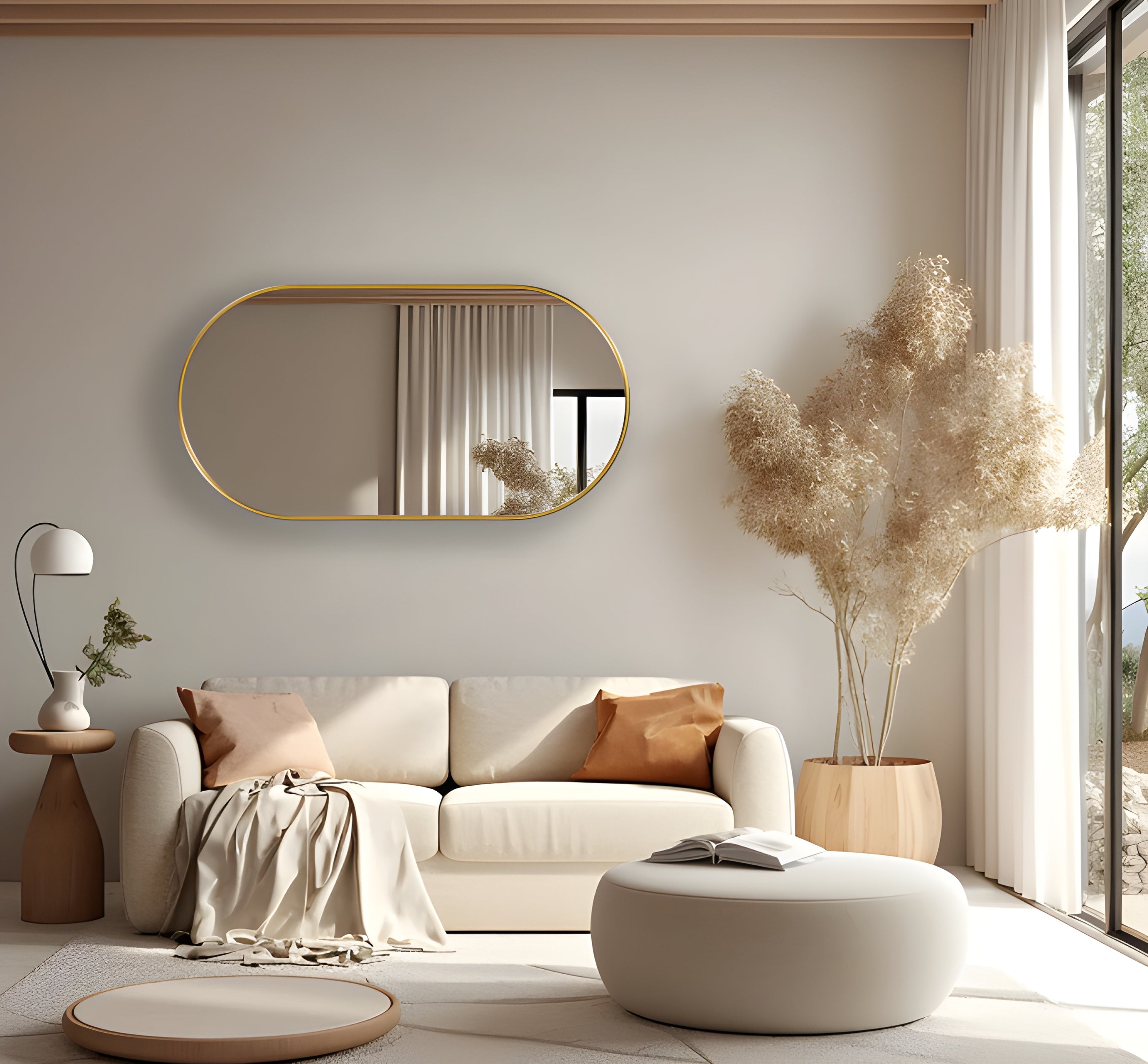 Modern Pill-Shaped Pill Capsule Oval Wall Mirror (MM022)