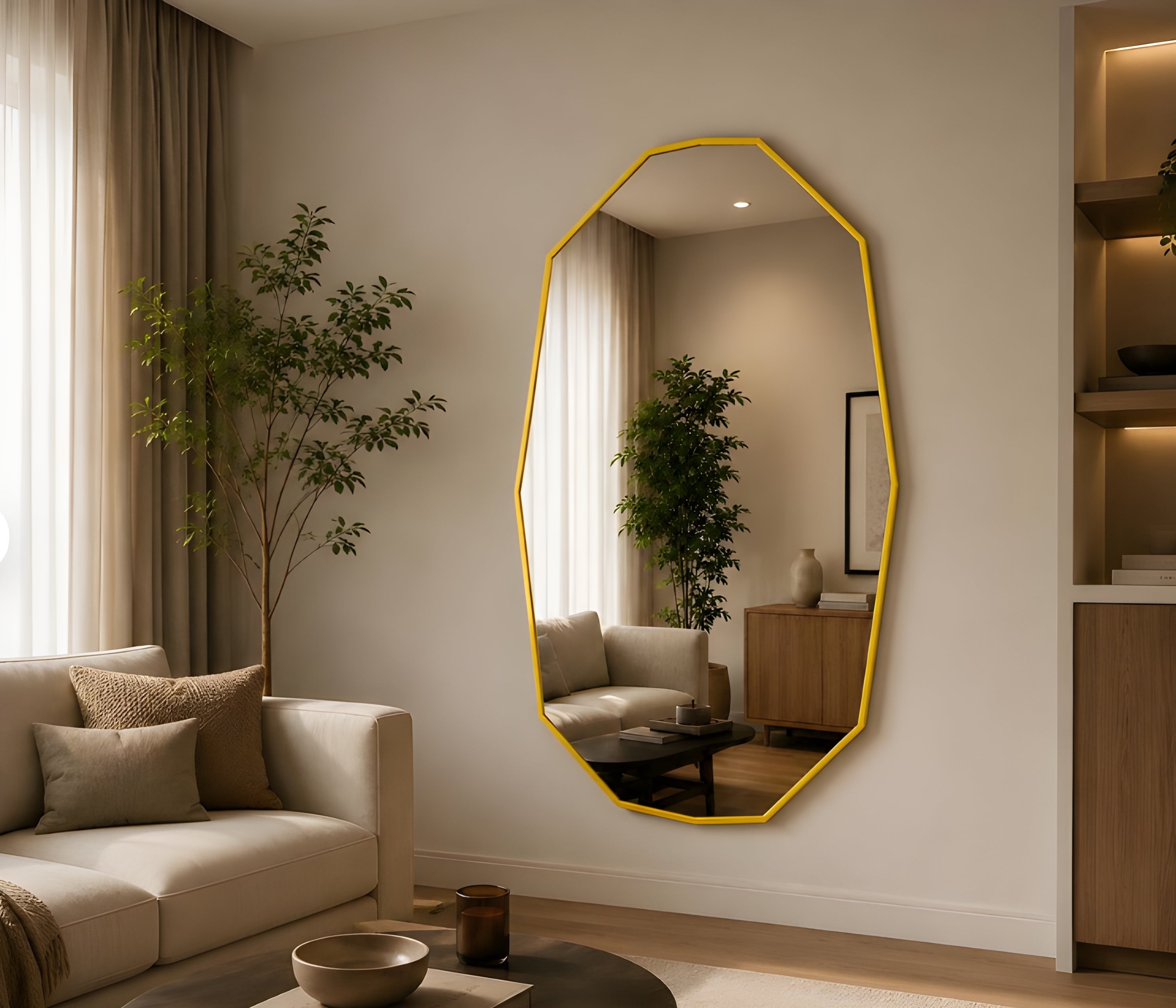 Modern Geometric Octagon Full-Length Wall Mirror (MM027)