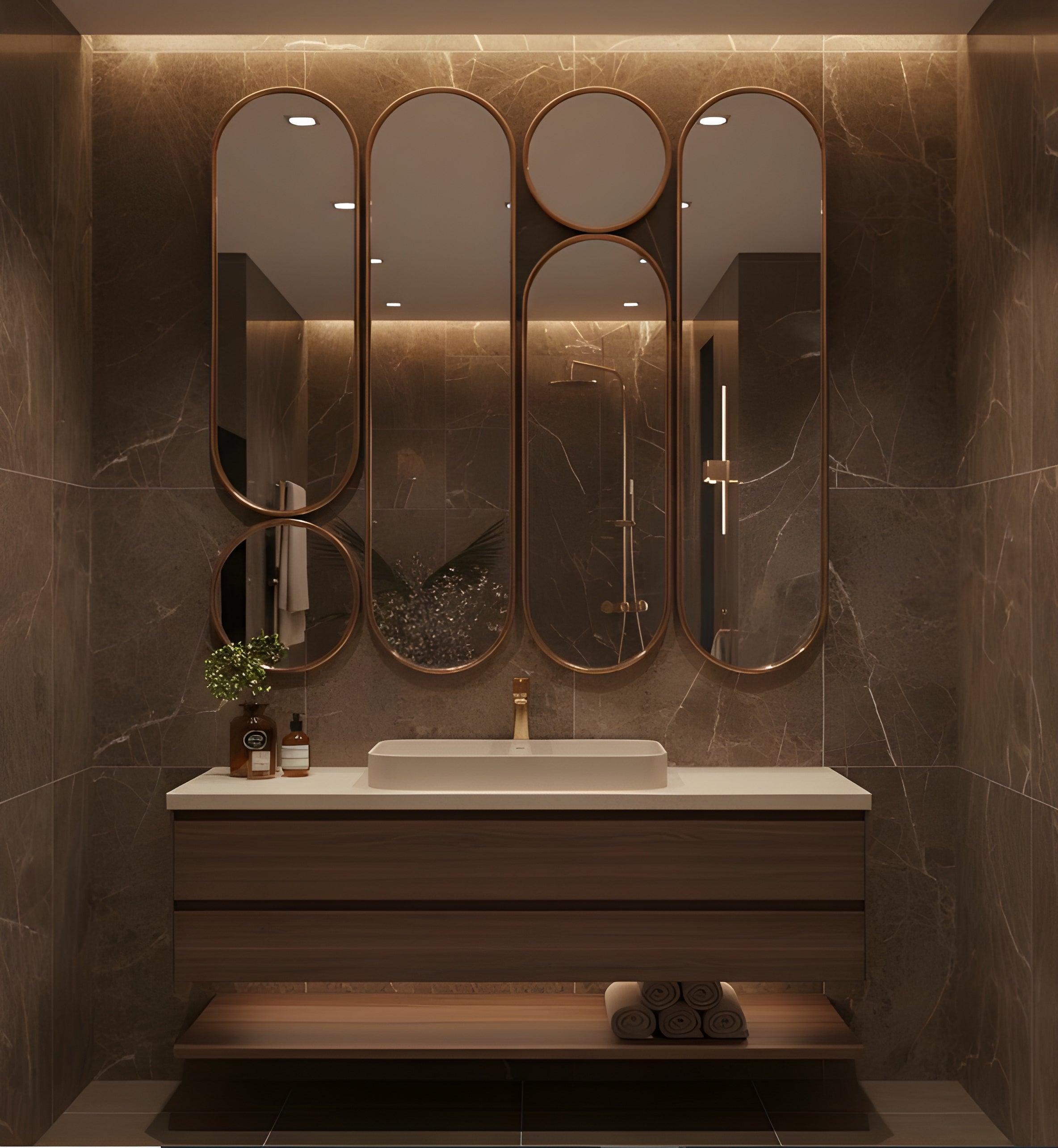 Luxury Arched & Round Geometric Wall Mirror (MM031)