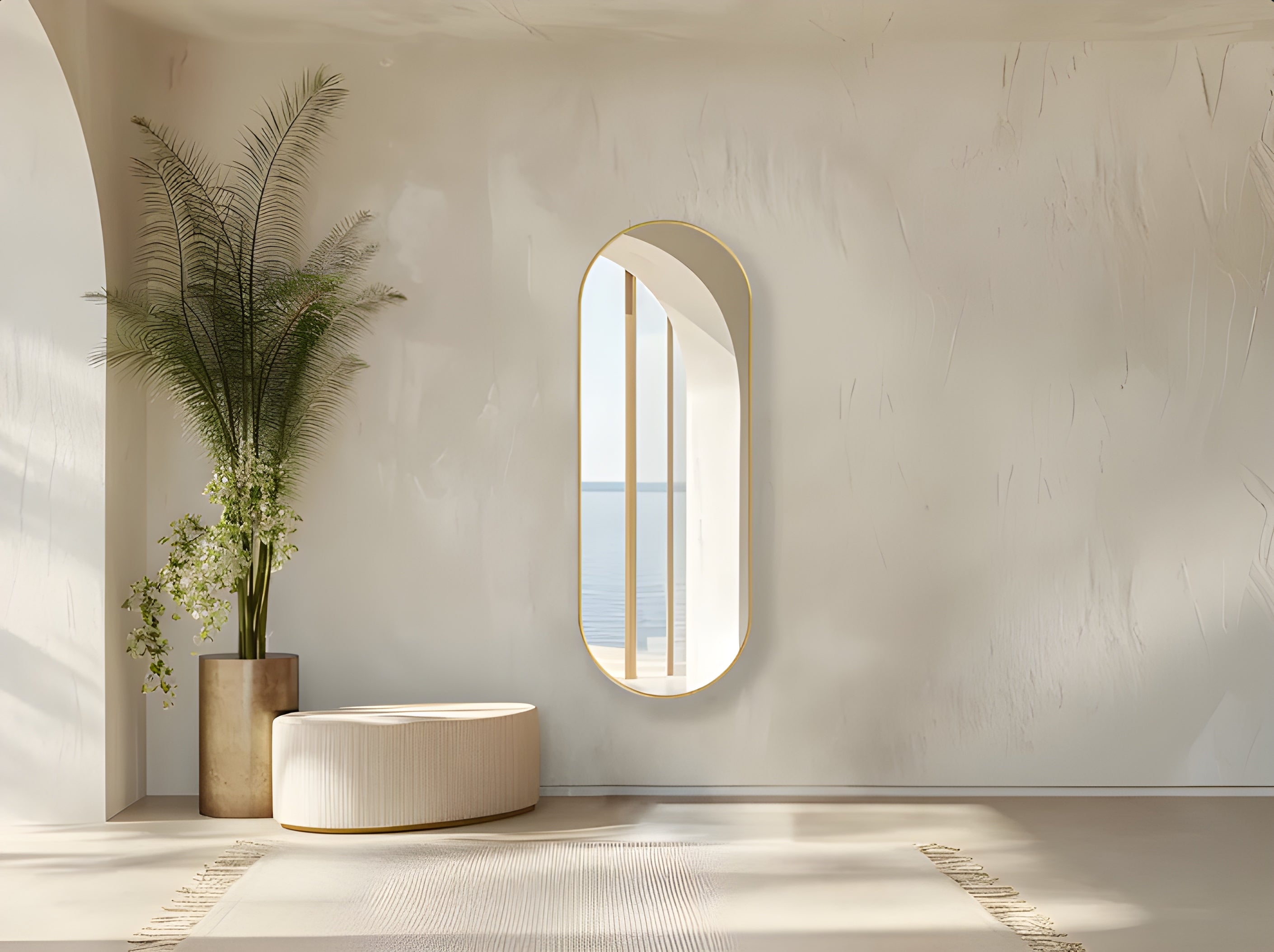 Modern Pill-Shaped Pill Capsule Oval Wall Mirror (MM022)