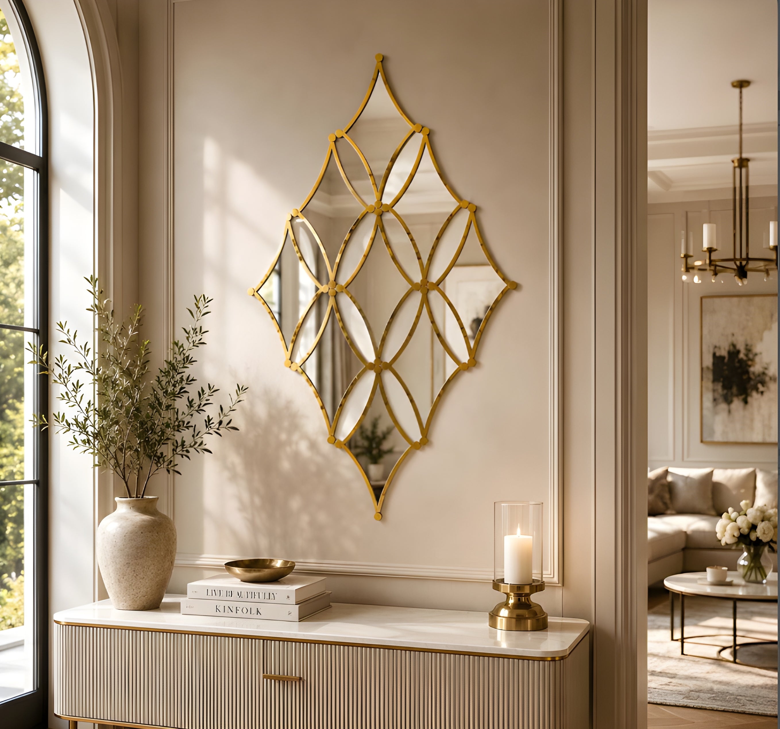 Modern Lattice Diamond Wall Mirror (MM035)