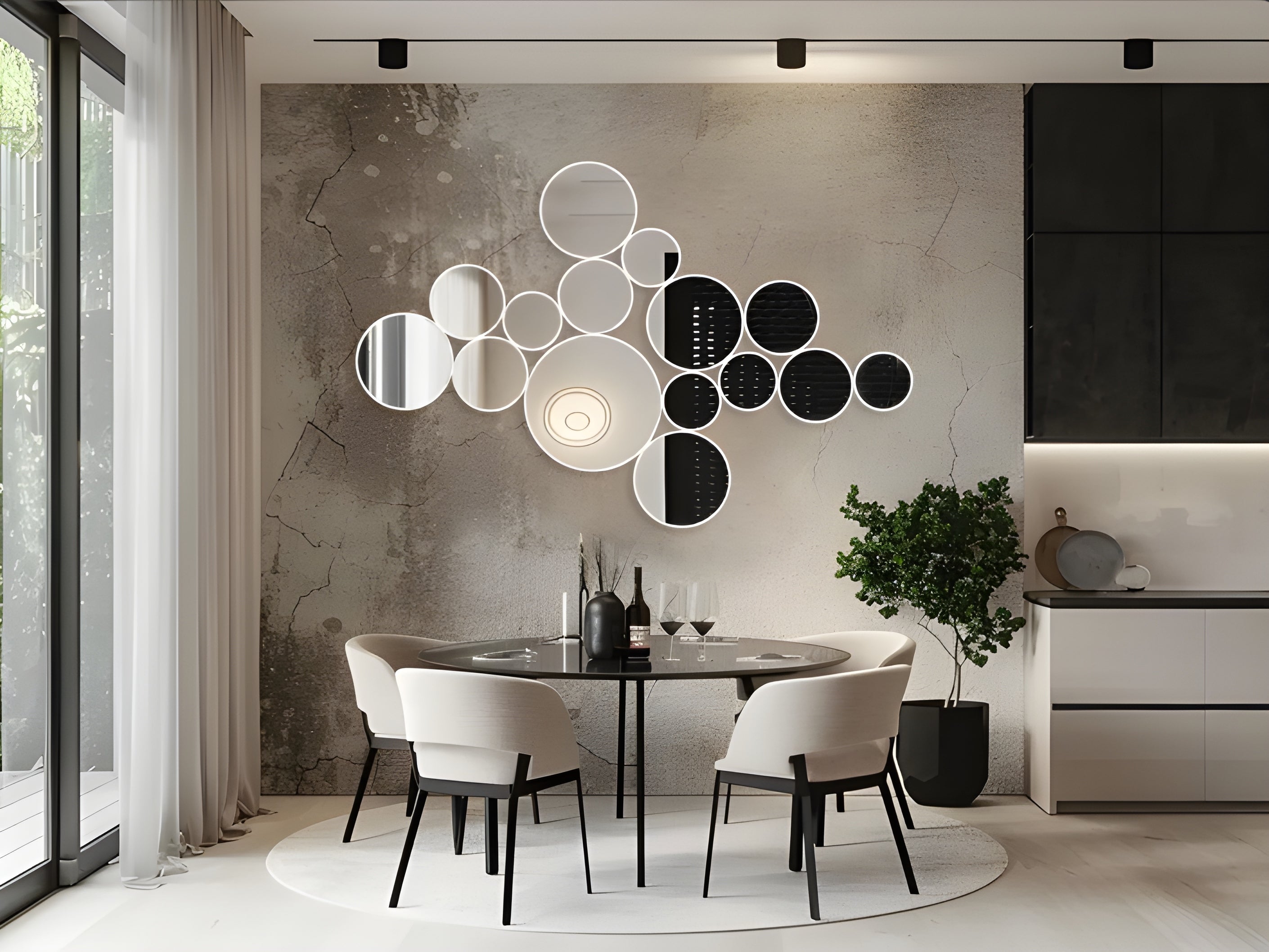 Modern Cluster Round Wall Mirror (MM024)