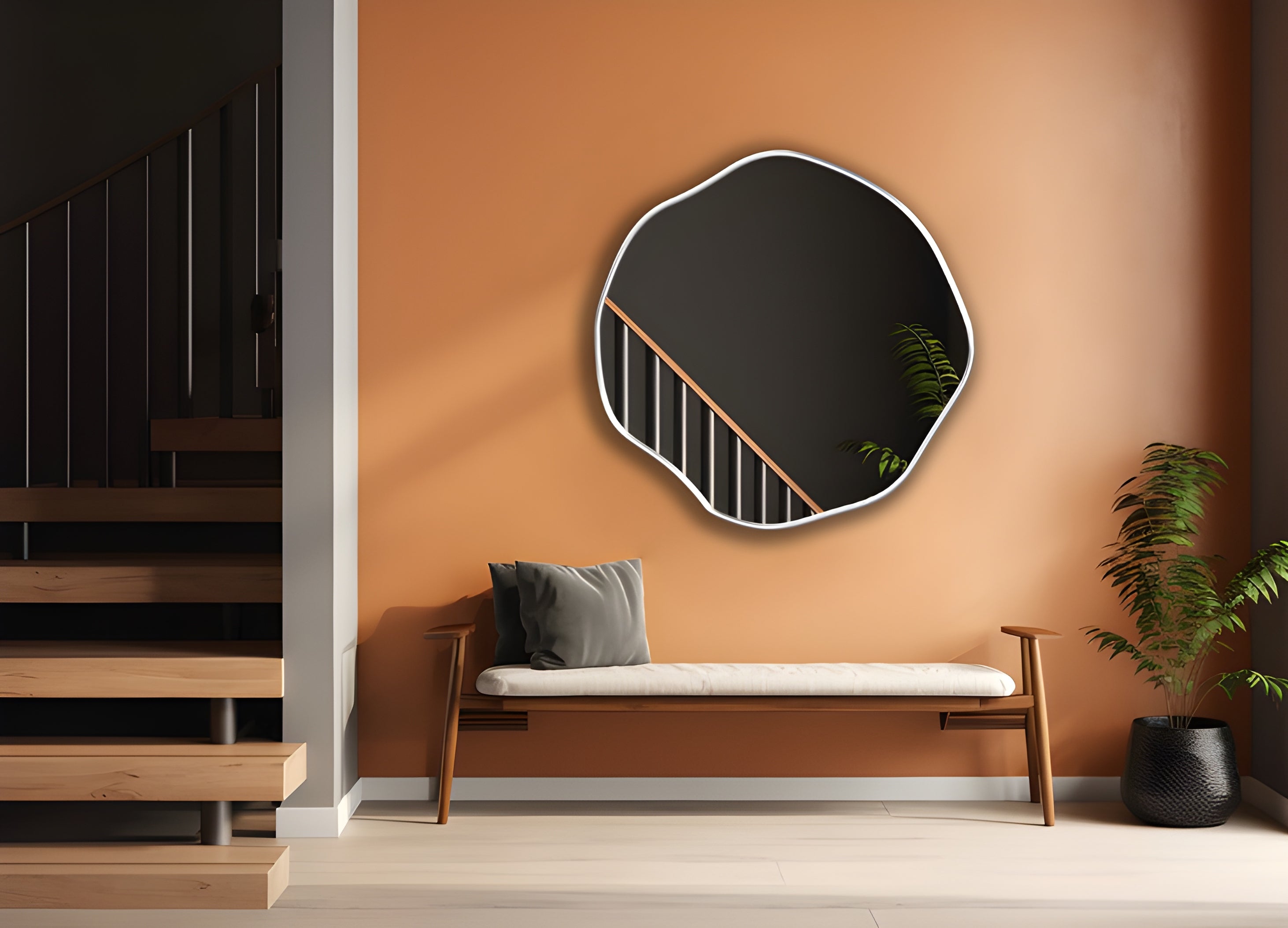 Asymmetrical Organic Pebble Wall Mirror (MM021)