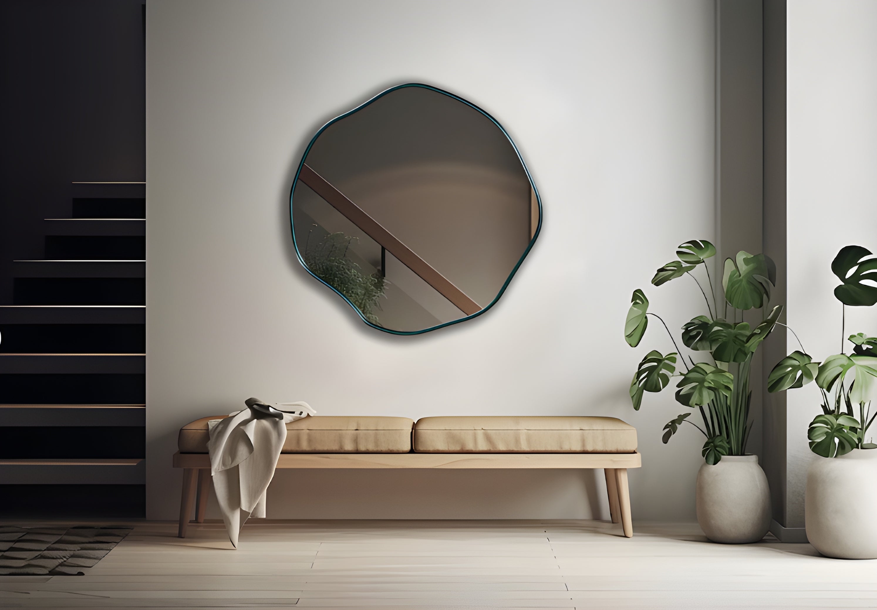 Asymmetrical Organic Pebble Wall Mirror (MM021)