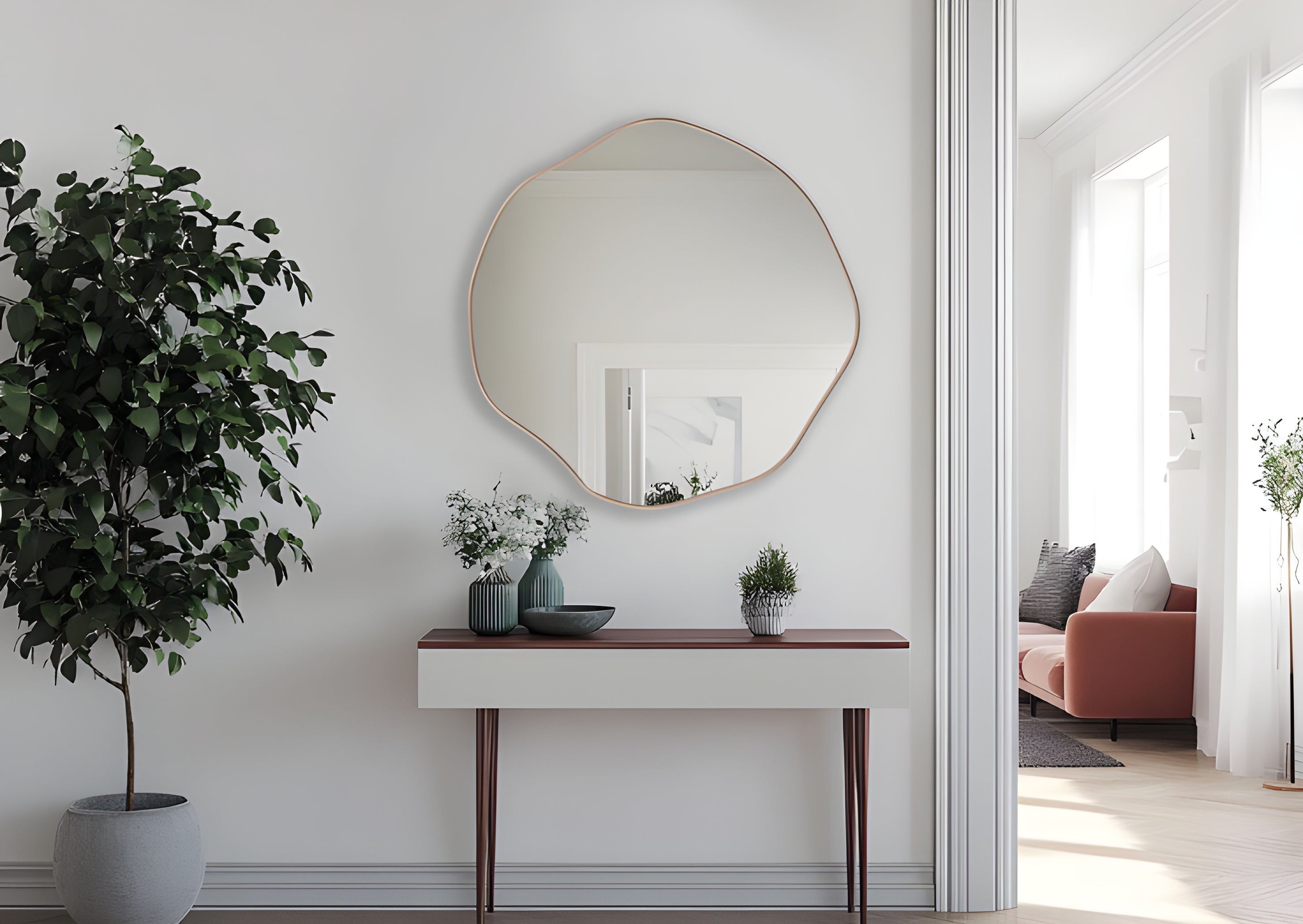 Asymmetrical Organic Pebble Wall Mirror (MM021)