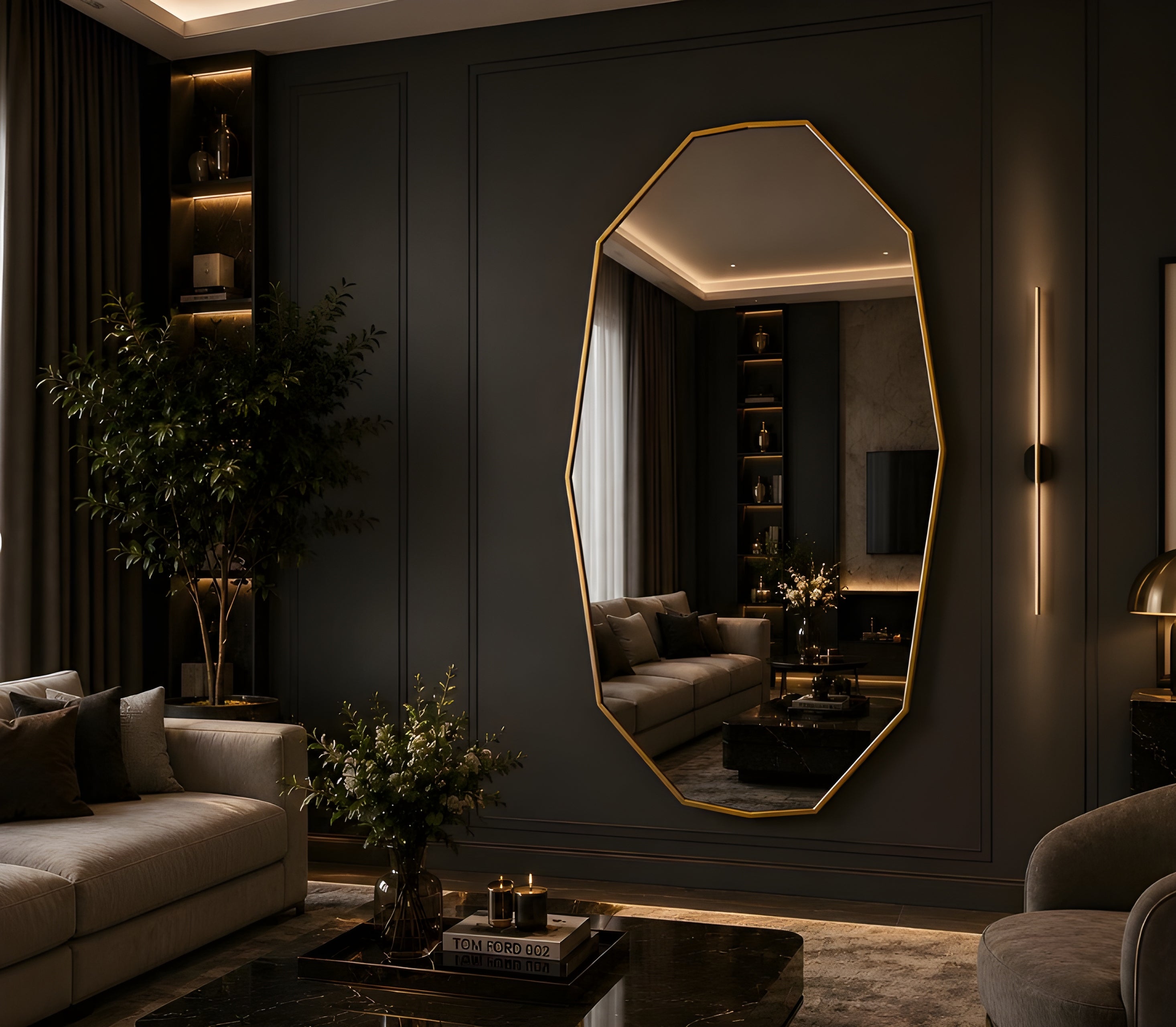 Modern Geometric Octagon Full-Length Wall Mirror (MM027)