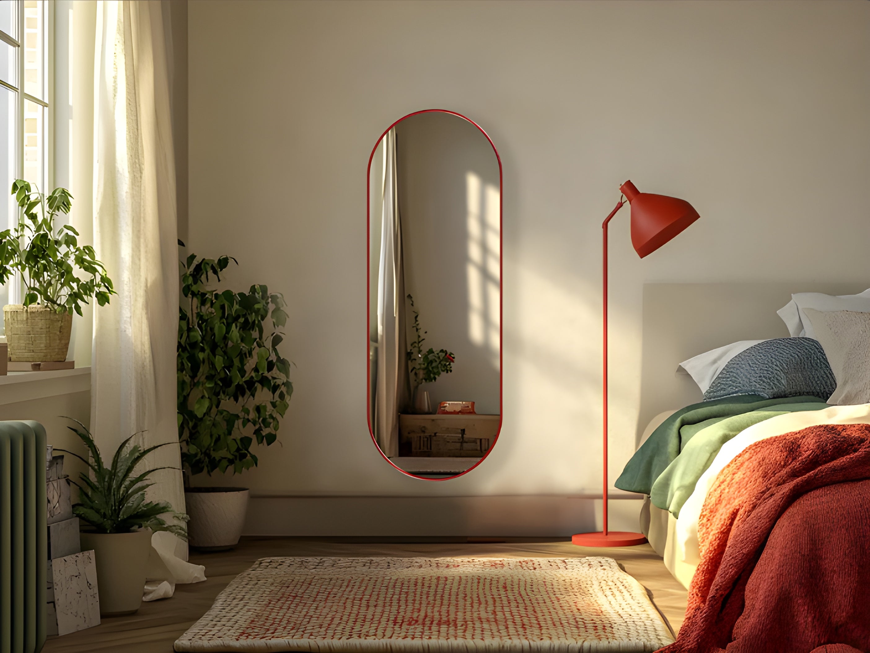 Modern Pill-Shaped Pill Capsule Oval Wall Mirror (MM022)