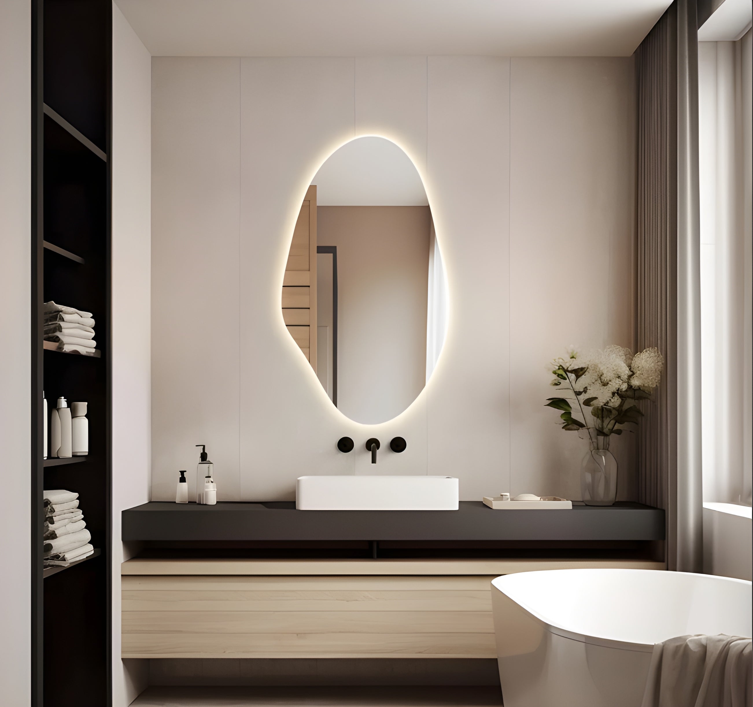 Modern Lighted Wall Hanging Mirror (BL007)
