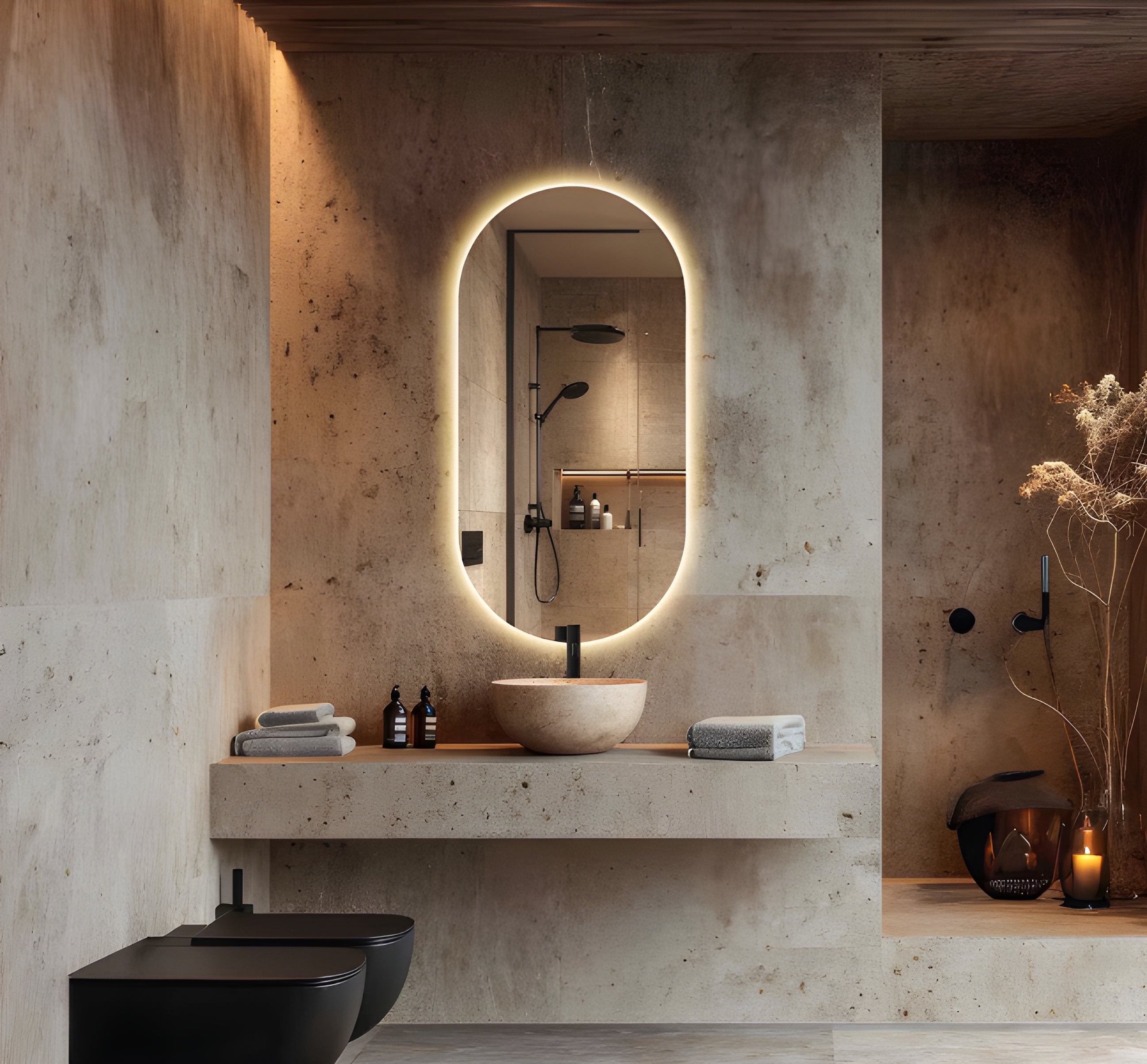 Backlit Oval Bathroom Mirror, Vanity Mirror (BL001)