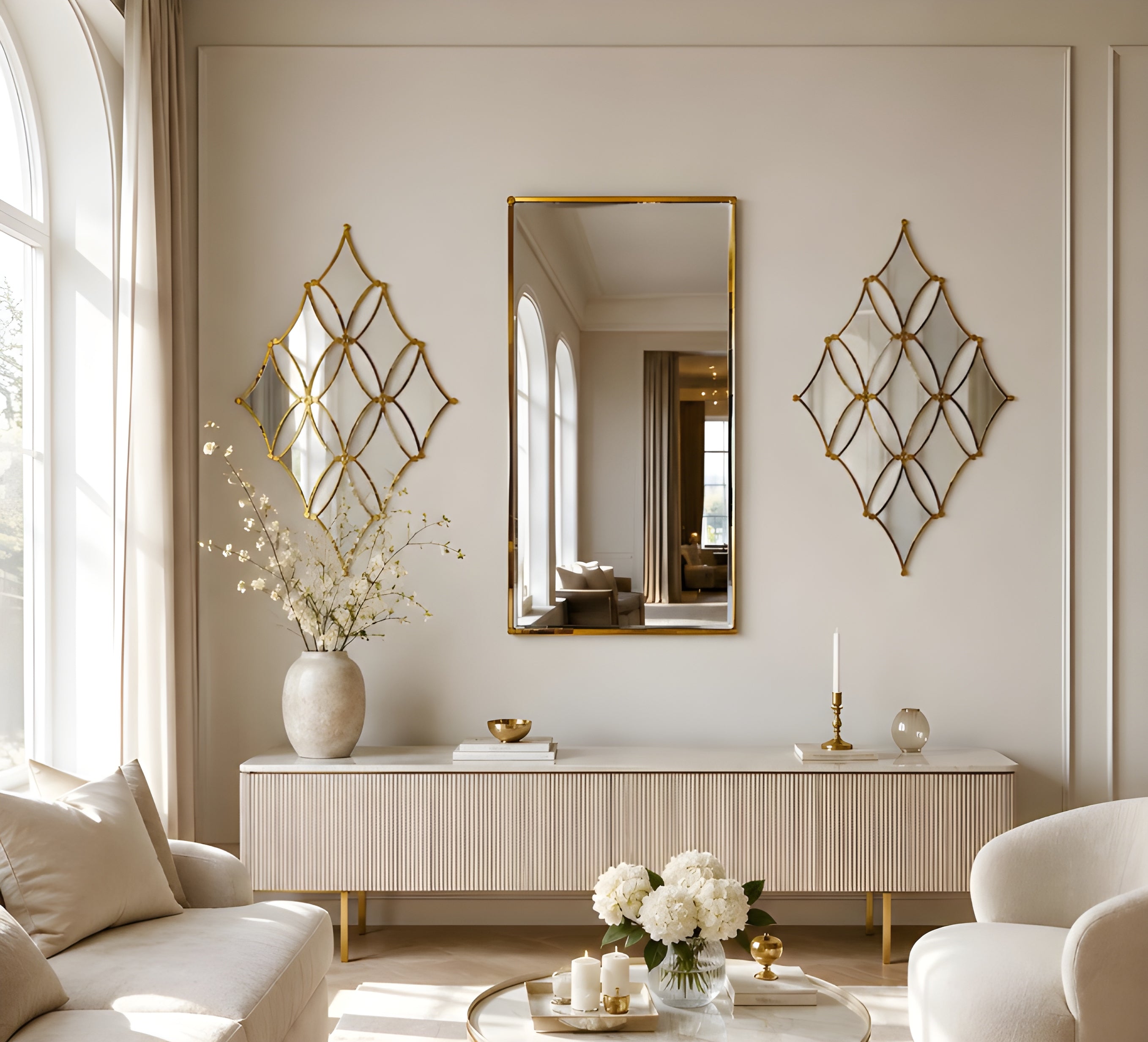 Modern Lattice Diamond Wall Mirror (MM035)