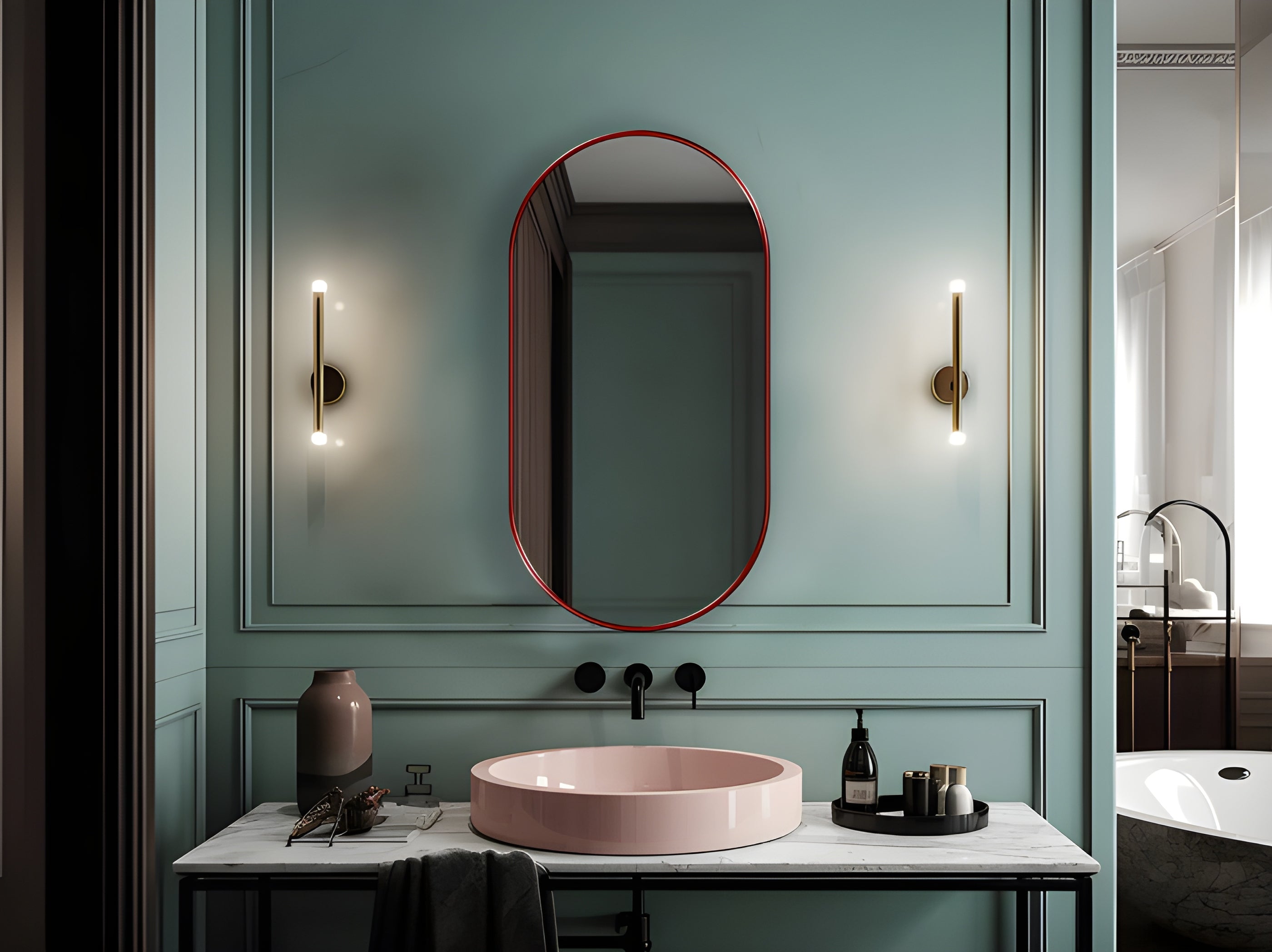 Modern Pill-Shaped Pill Capsule Oval Wall Mirror (MM022)