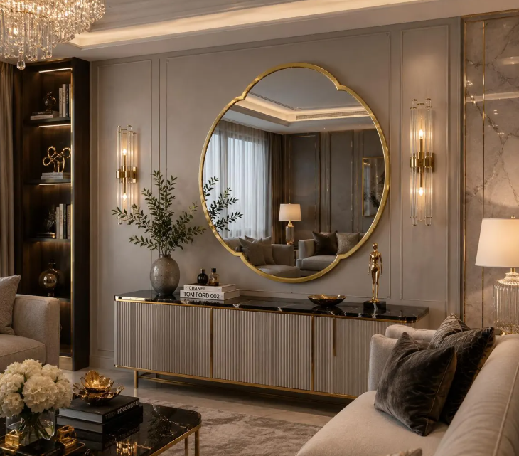 Modern Scalloped Round Wall Mirror (MM028)