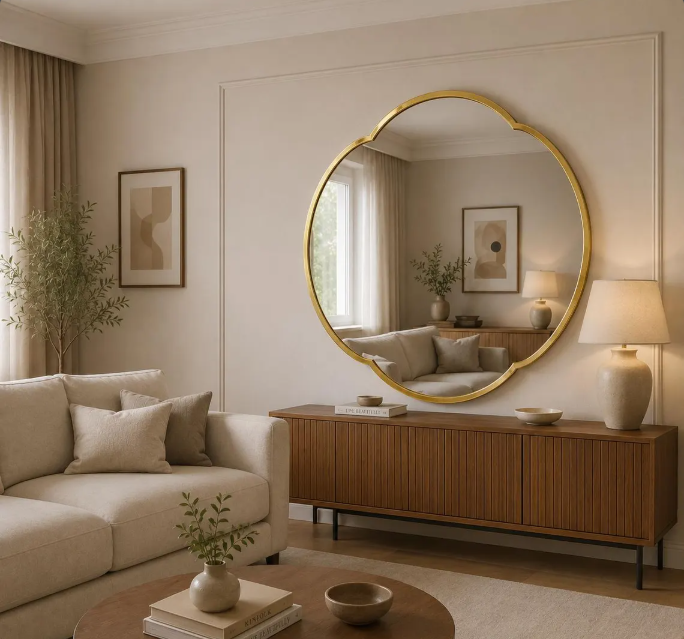 Modern Scalloped Round Wall Mirror (MM028)