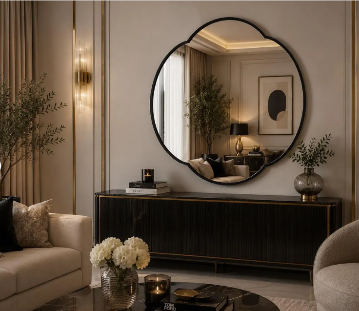 Modern Scalloped Round Wall Mirror (MM028)
