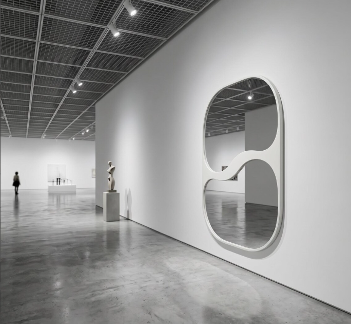 Modern Dual-Pane Wave Capsule Wall Mirror (MM037)