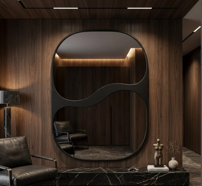 Modern Dual-Pane Wave Capsule Wall Mirror (MM037)