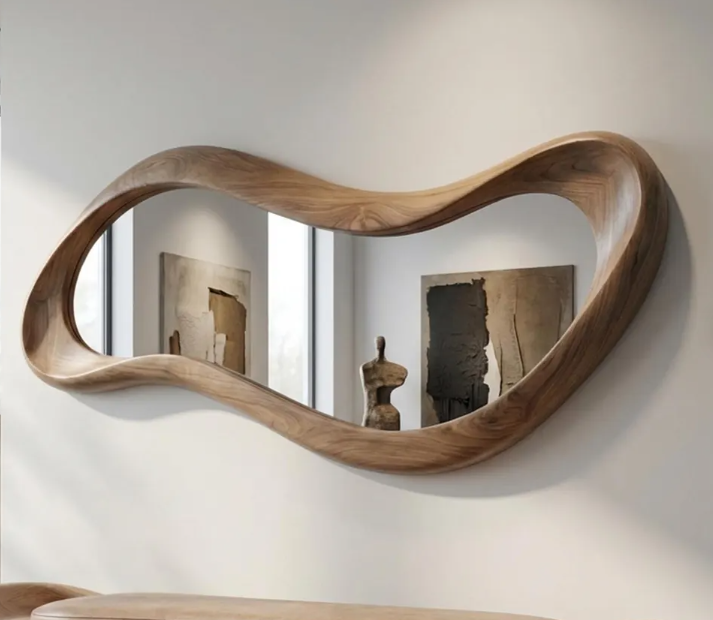 Organic Wave Wood Framed Wall Mirror (BF002)