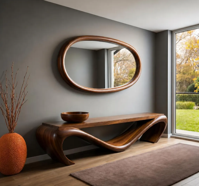 Luxury Sculptural Organic Oval Mirror (BF011)