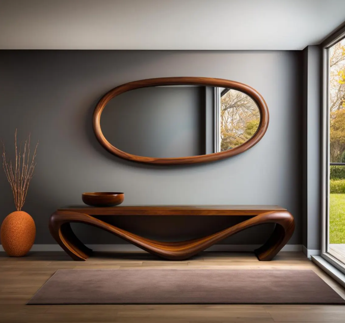 Luxury Sculptural Organic Oval Mirror (BF011)