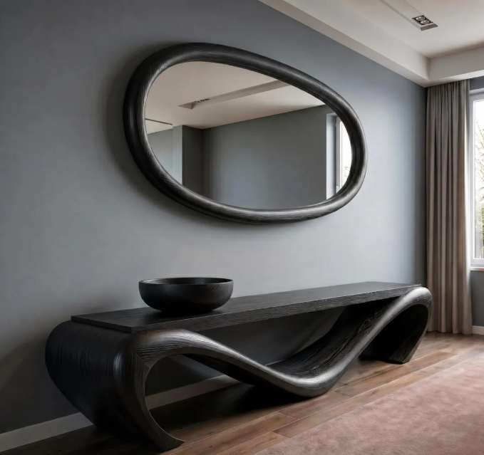 Luxury Sculptural Organic Oval Mirror (BF011)