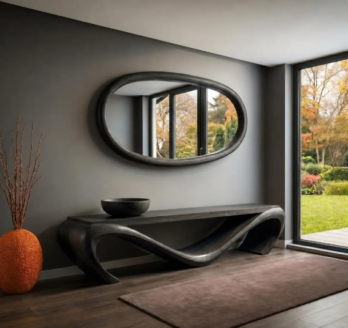 Luxury Sculptural Organic Oval Mirror (BF011)