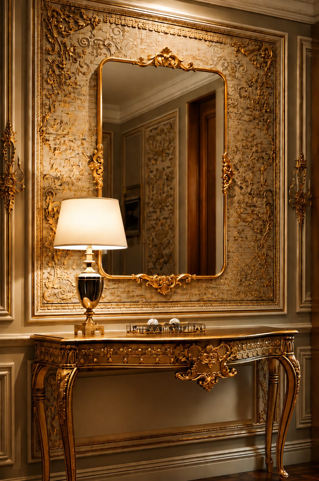 Aurelia Rococo Wall Mirror – Luxury Antique Gold French Mirror (BM003)