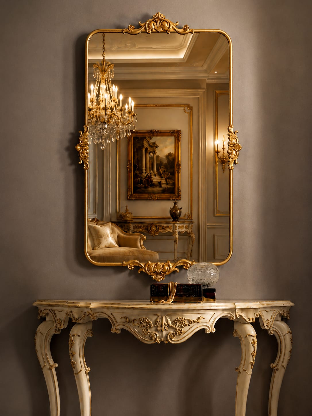 Aurelia Rococo Wall Mirror – Luxury Antique Gold French Mirror (BM003)