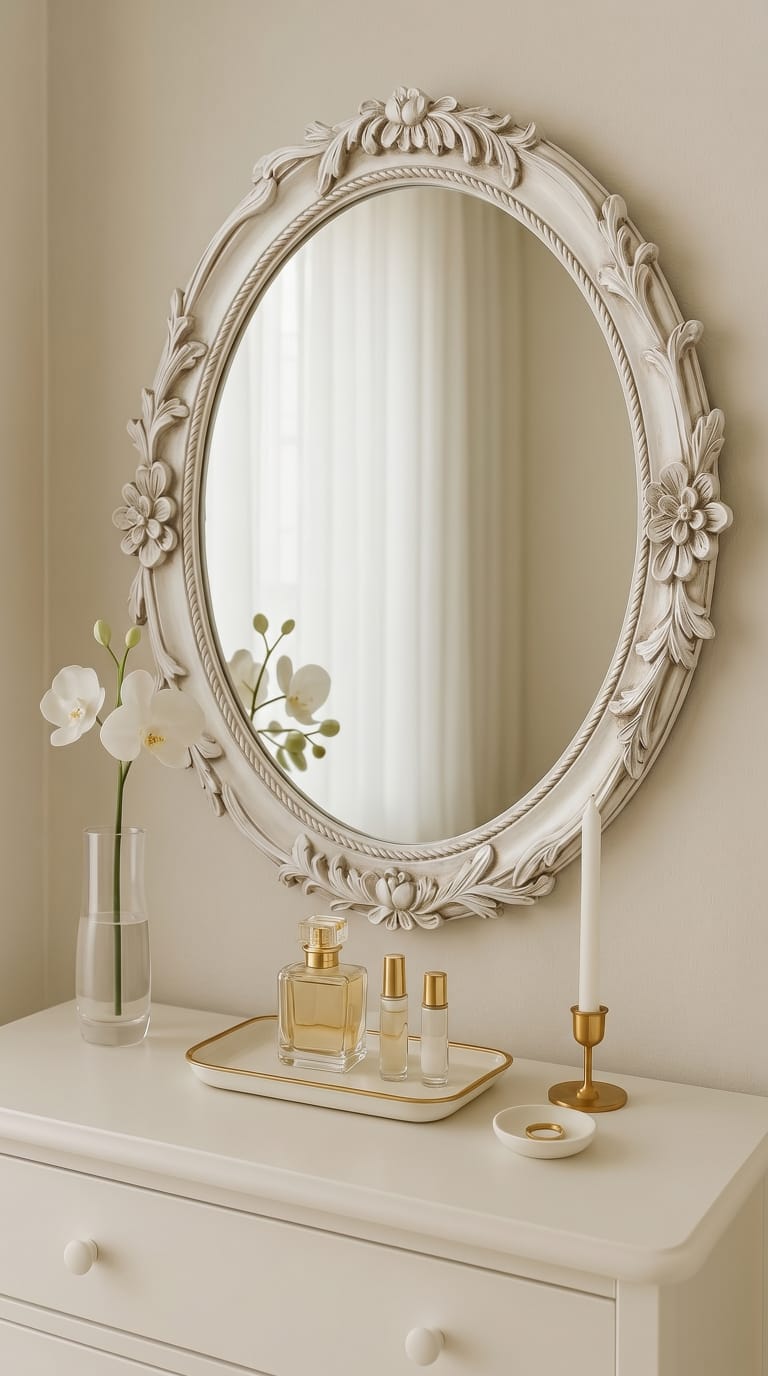 Roselle Vintage Oval Mirror – Ornate Antique Gold Wall Frame (BM001)