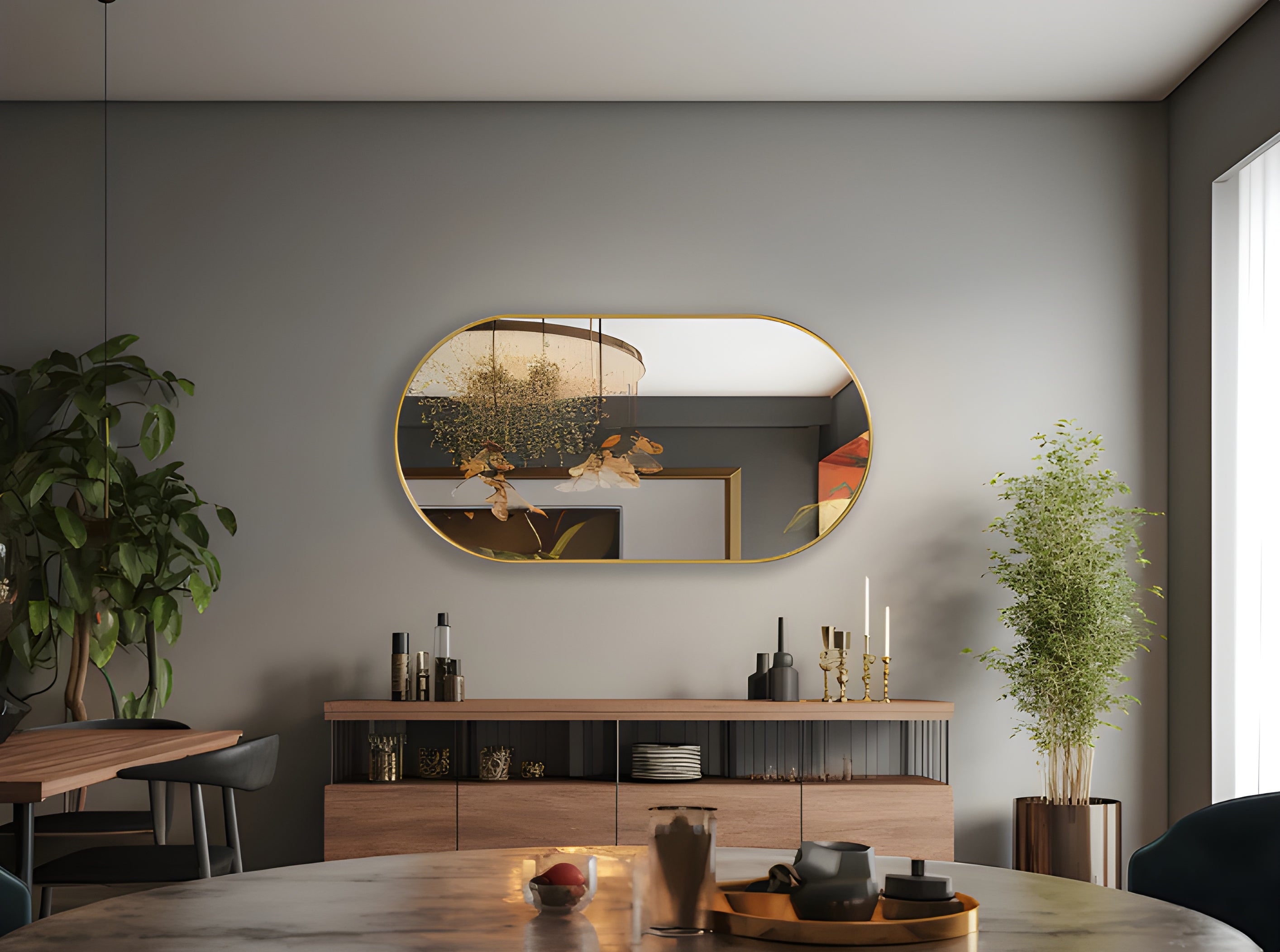 Modern Pill-Shaped Pill Capsule Oval Wall Mirror (MM022)
