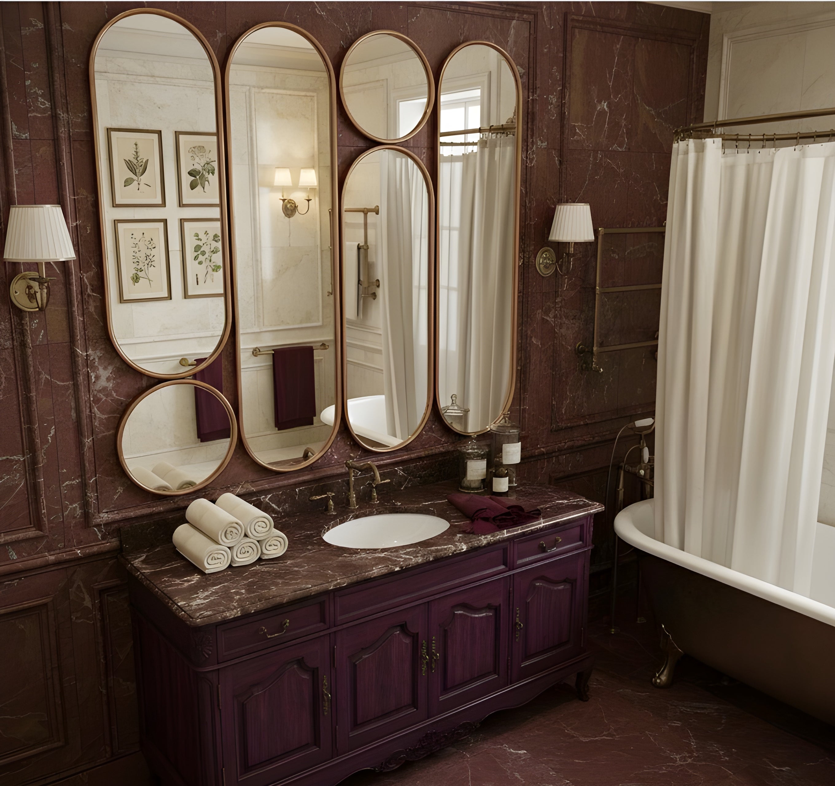 Luxury Arched & Round Geometric Wall Mirror (MM031)