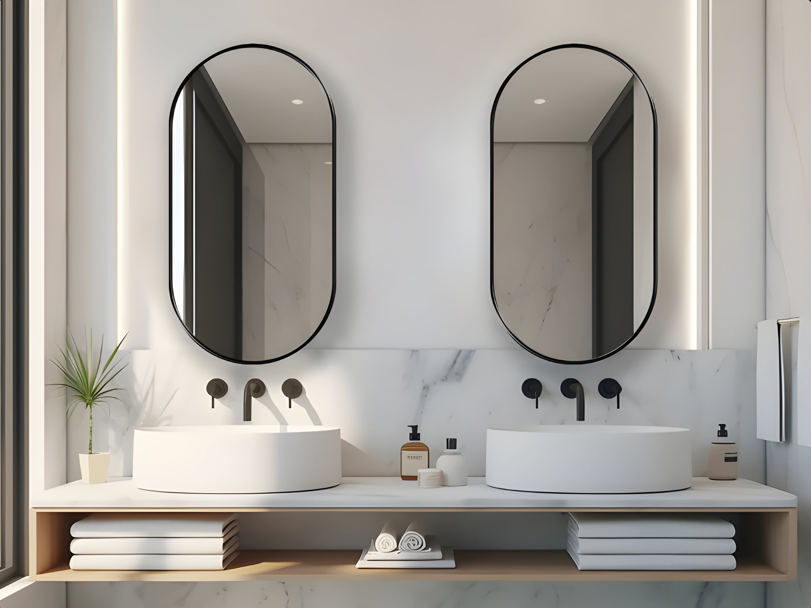 Modern Pill-Shaped Pill Capsule Oval Wall Mirror (MM022)