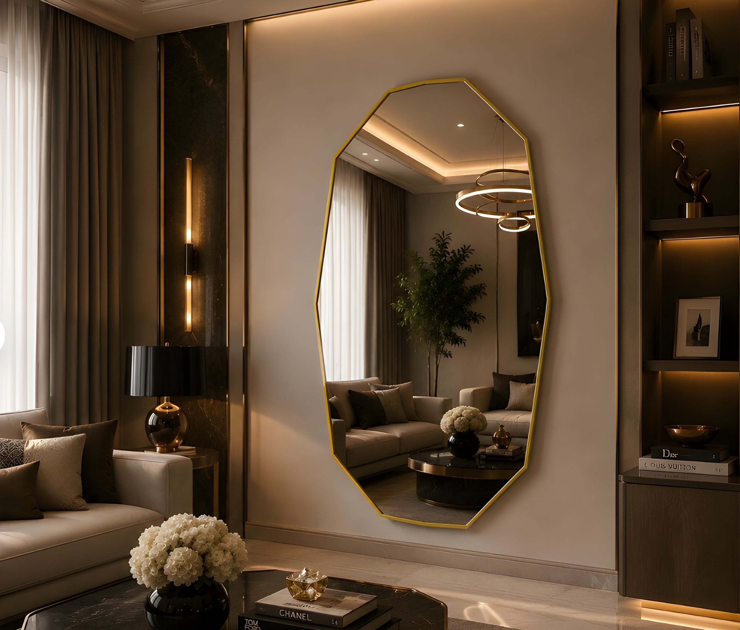Modern Geometric Octagon Full-Length Wall Mirror (MM027)