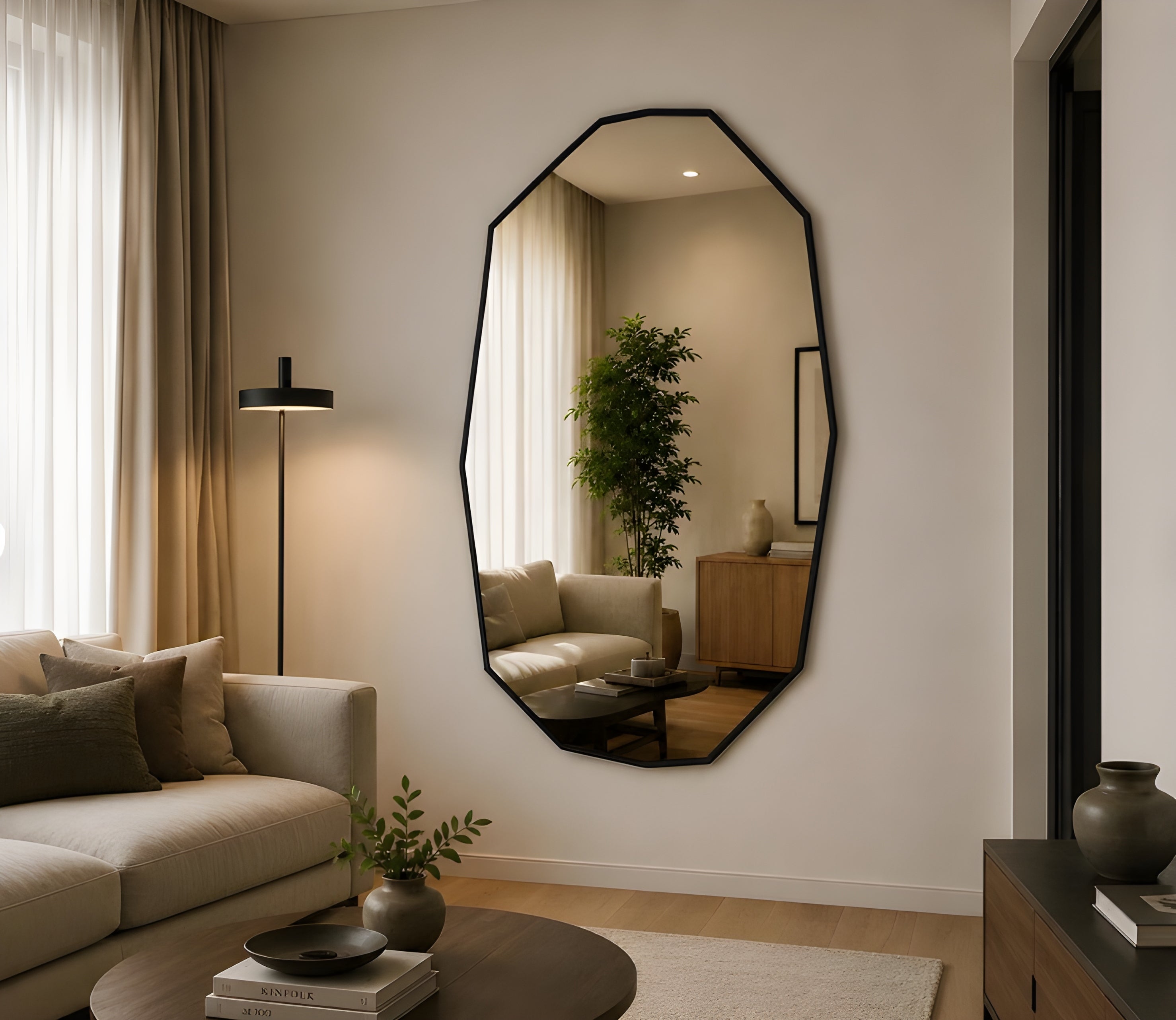 Modern Geometric Octagon Full-Length Wall Mirror (MM027)