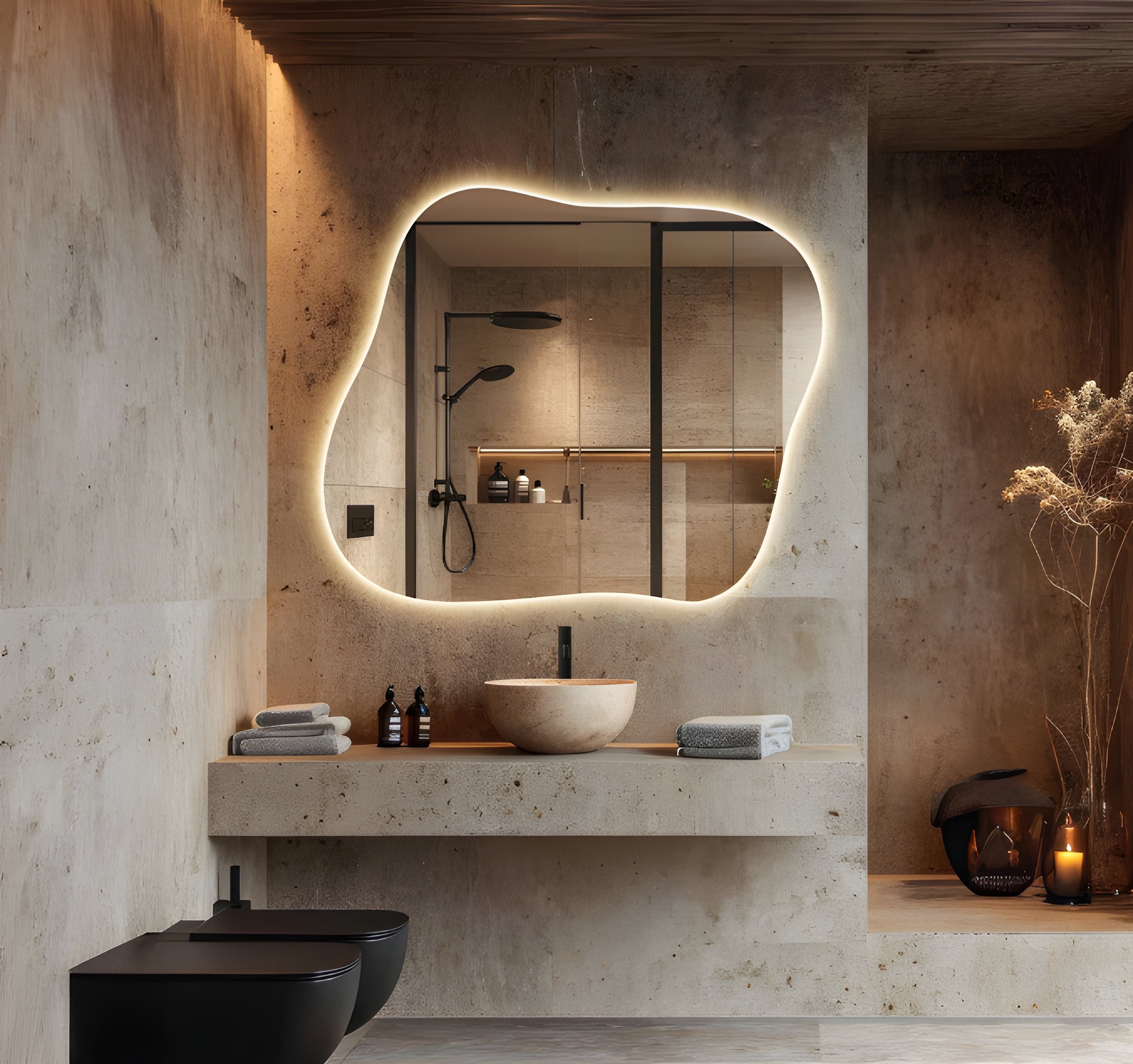 Asymmetrical Backlit Vanity Mirror Modern Home Decor (BL004)