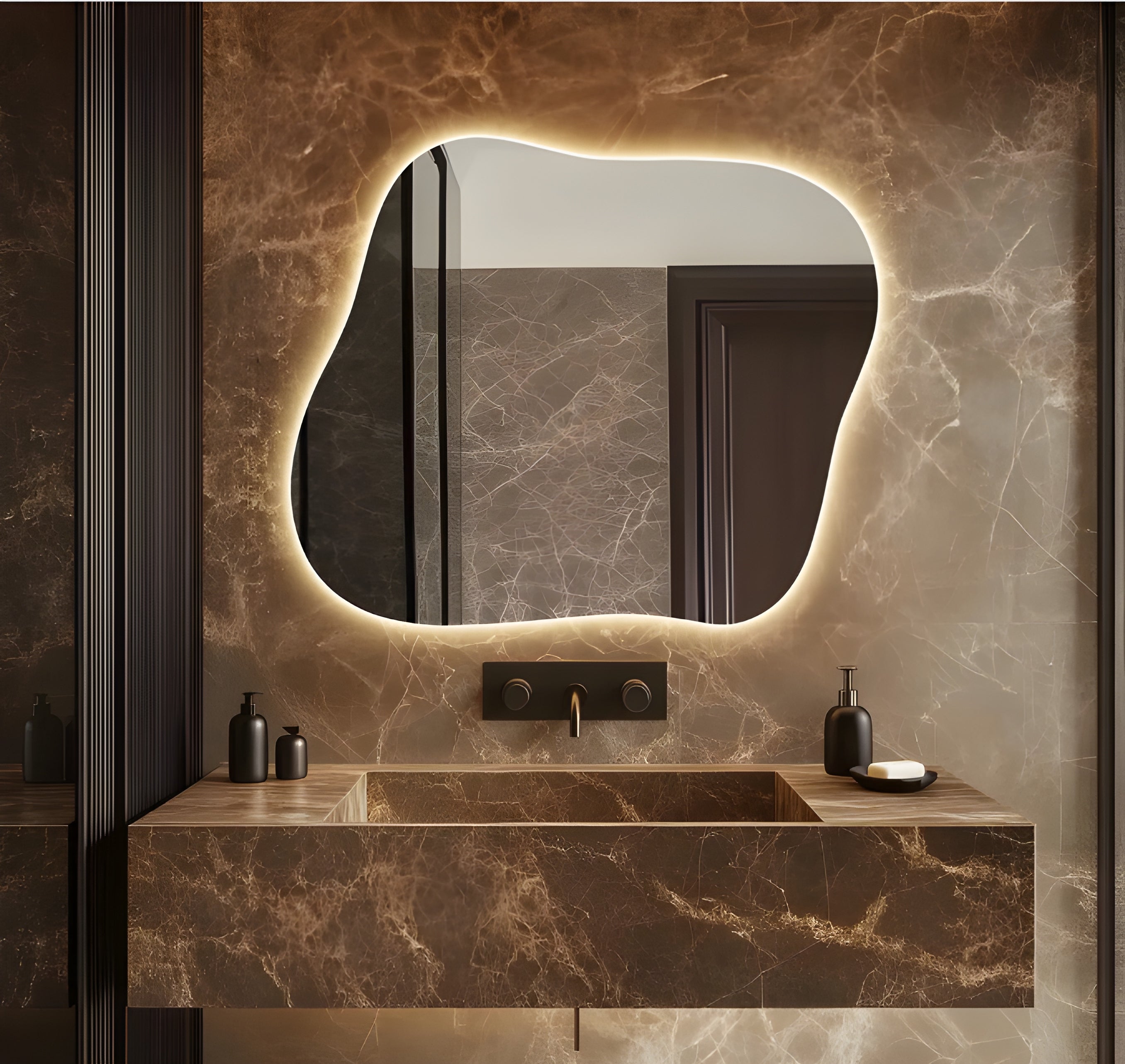 Asymmetrical Backlit Vanity Mirror Modern Home Decor (BL004)