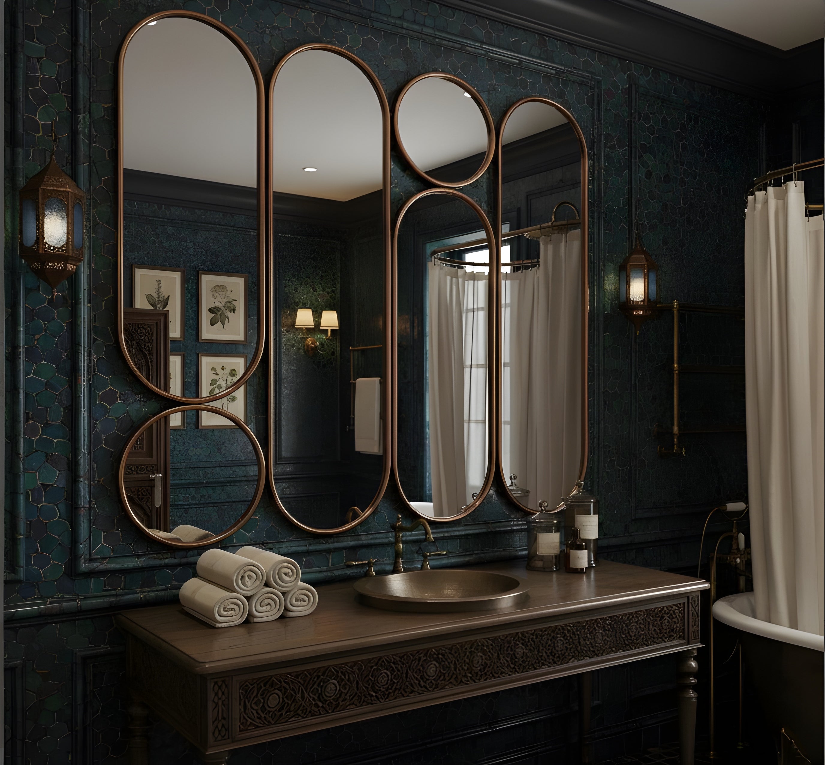 Luxury Arched & Round Geometric Wall Mirror (MM031)