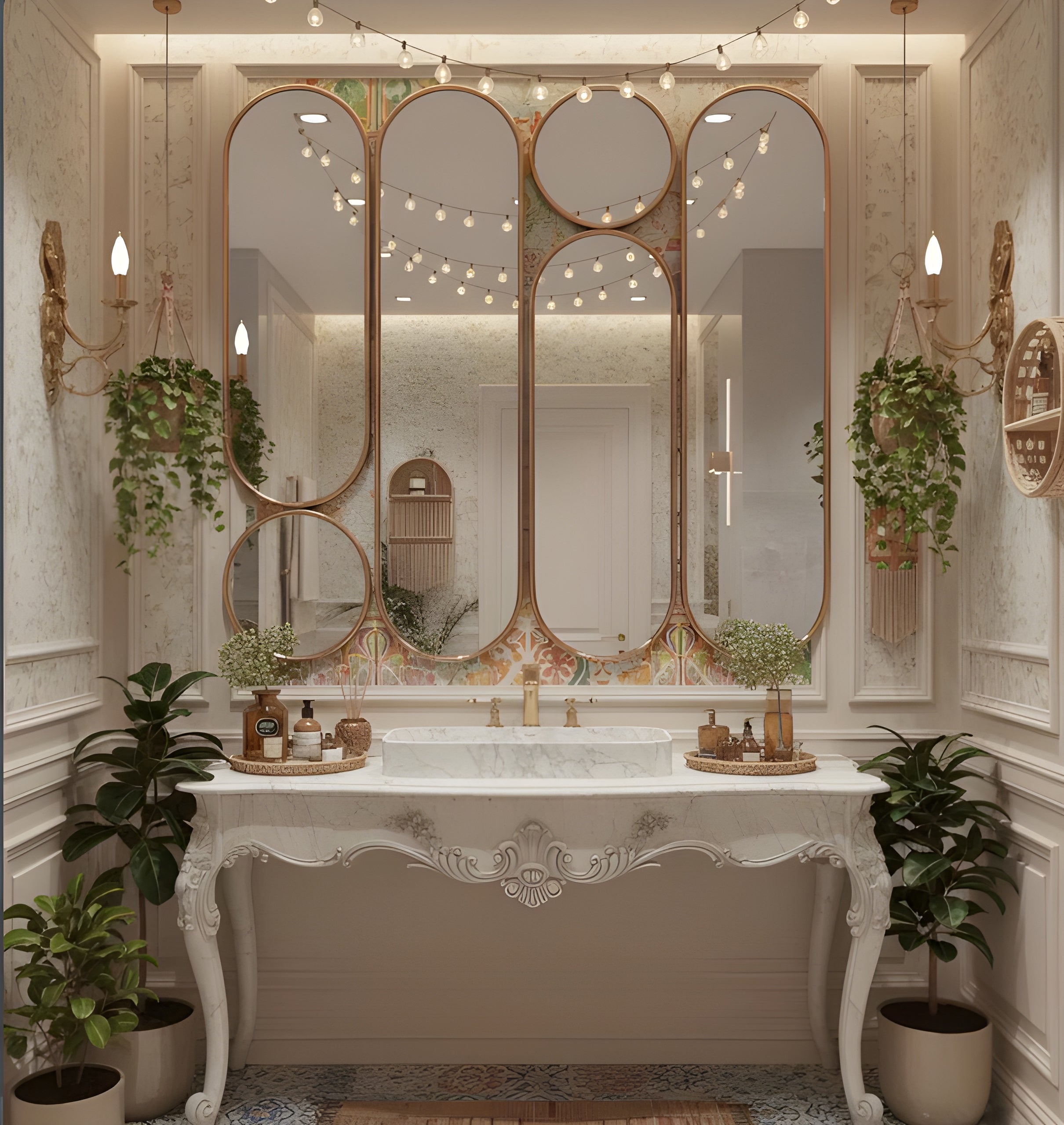 Luxury Arched & Round Geometric Wall Mirror (MM031)